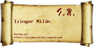 Izinger Milán névjegykártya